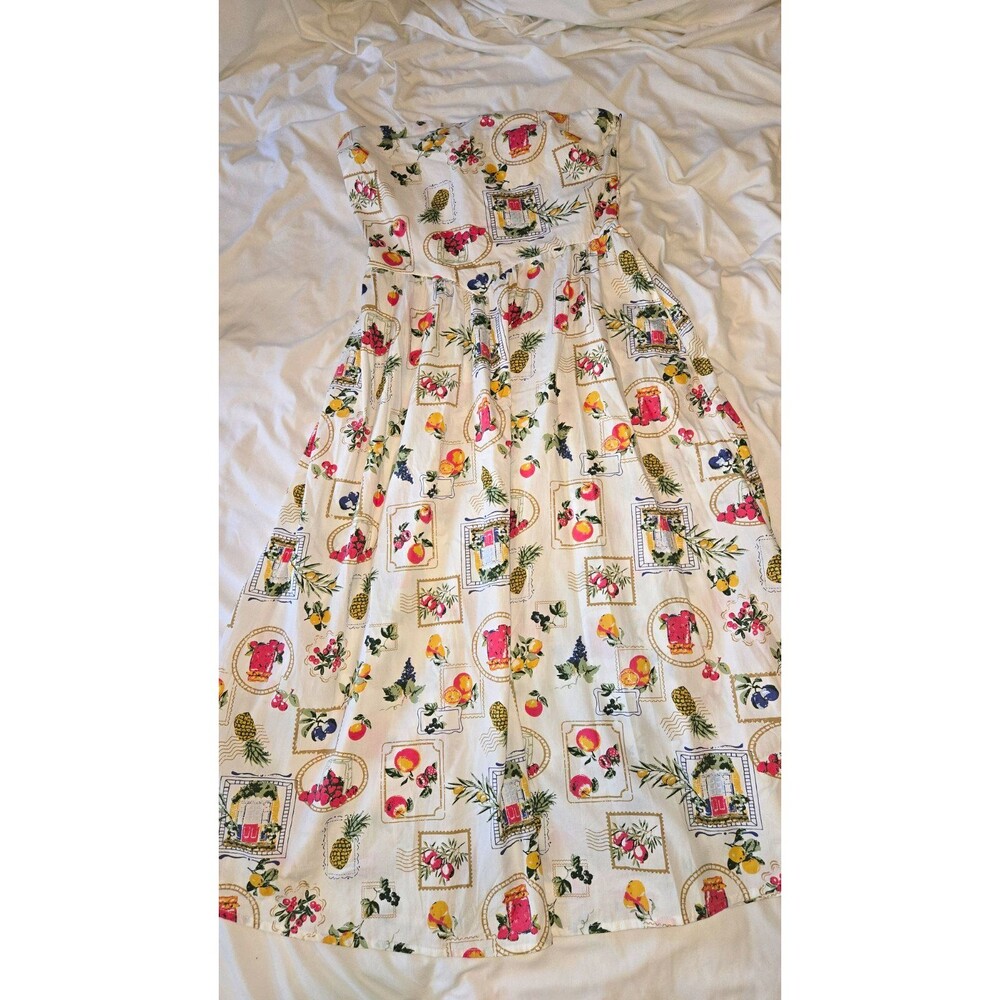 Jessica Simpson White Floral Strapless Smocked Maxi Dress XL Cotton Farm Country